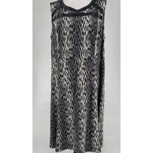Lane Bryant Dress Knit Sheath Black White Sleeveless Pleather Trim Zipper 24